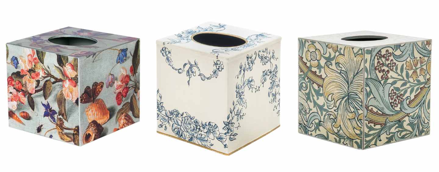 floral print tissue boxes
