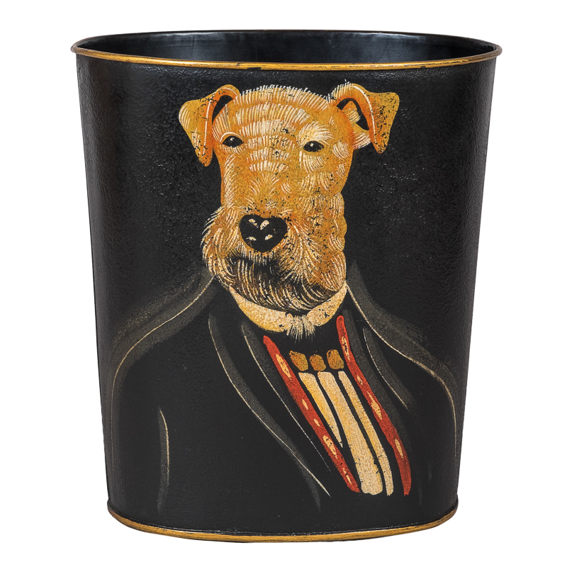 Professor Airedale Traditional Dog Portrait Waste Paper Bin Basket