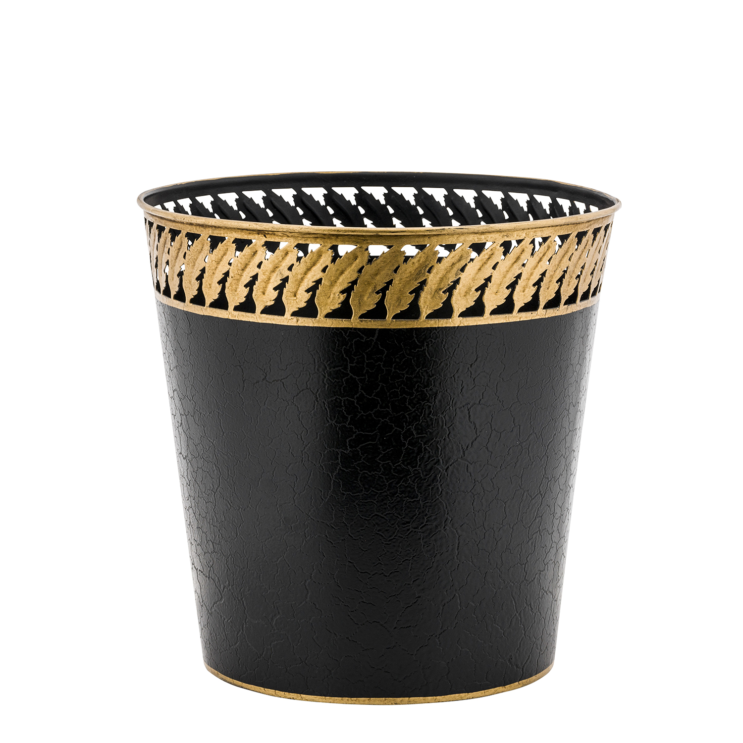 Elegant Black and Gold Waste Paper Bin Basket