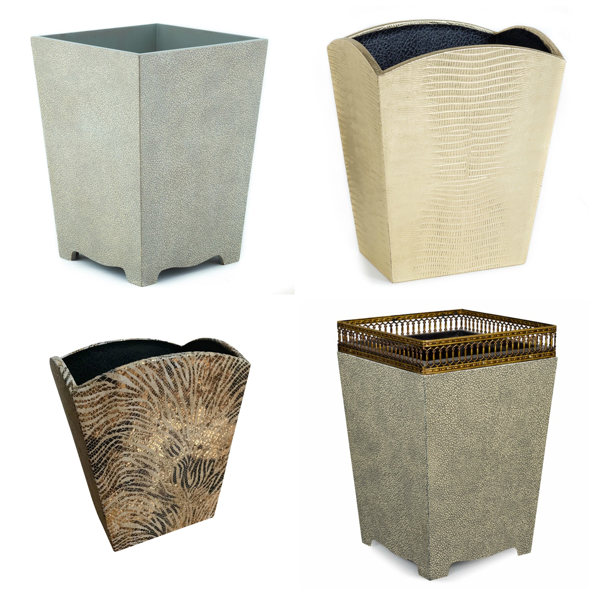 Shagreen Embossed Croc Leather Texture Waste Paper Bin