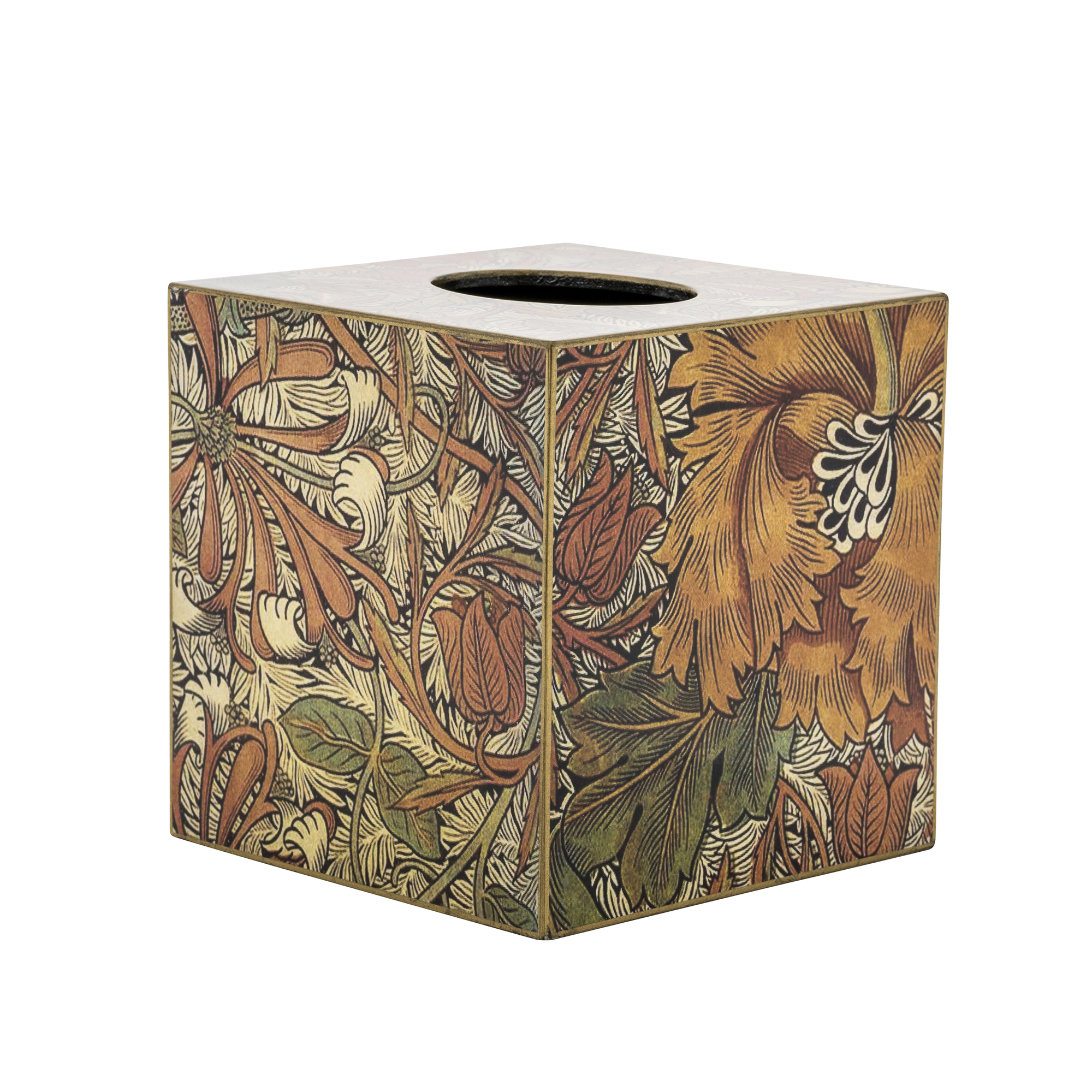 Square Tissue Box Vintage Leaf Design Wood